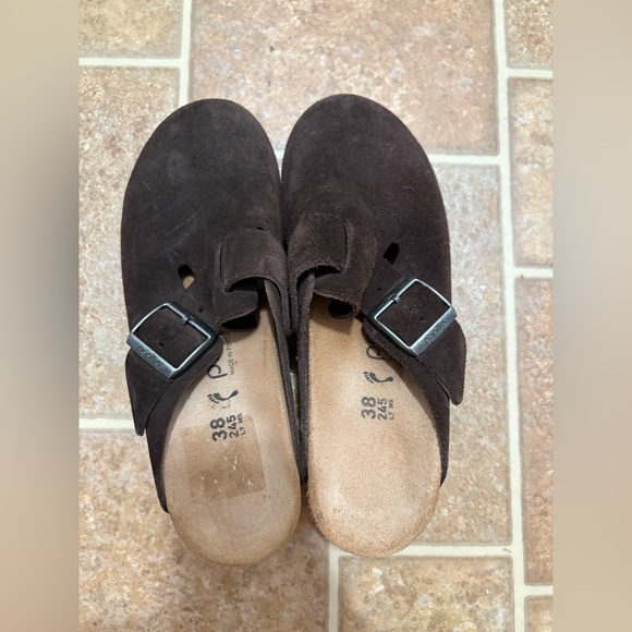 Birkenstock Papillio Fanny Dark Tea Brown Suede Wedges 38 - Picture 5 of 6